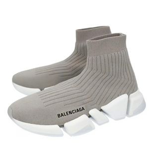 New authentic Balenciaga Women's Speed 2.0 sock knit grey white sneakers